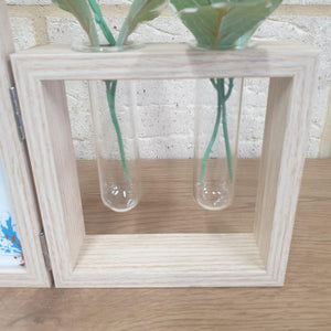 Stand Alone Double Planter Photo Frame Light Wooden Display | 5"x7" Photo Insert