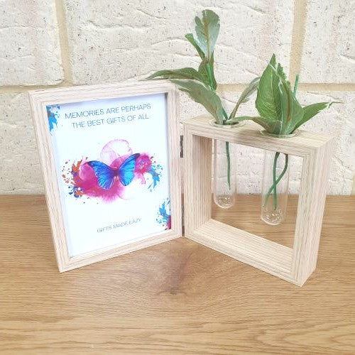 Stand Alone Double Planter Photo Frame Light Wooden Display | 5