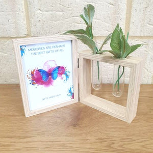 Stand Alone Double Planter Photo Frame Light Wooden Display | 5"x7" Photo Insert