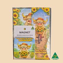 Load image into Gallery viewer, Gift Pack | Helga The Highlander Cow Gift Set | You Make The World Brighter Bookmark - Magnet &amp; Postcard