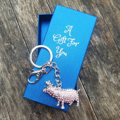 Pink hippo keyring keychain bag chain boxed gift 