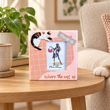 Load image into Gallery viewer, Home is where the at is small ceramic stand alone photo frame