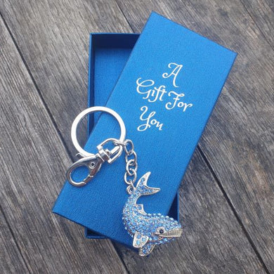 Blue hump back whale keyring keychain boxed gift 