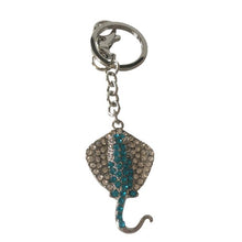 Load image into Gallery viewer, ocean blue &amp; silver water stingray keyring keychain stingray gift