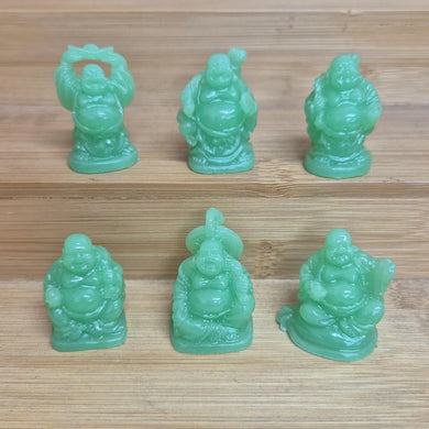 Buddhas Lucky Set Of 6 Mini Statues | Light Jade Colours | Feng Shui Buddha Gifts