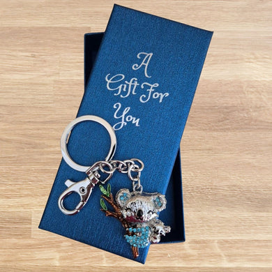 Koala and baby Australian animal keyring keychain boxed gift 