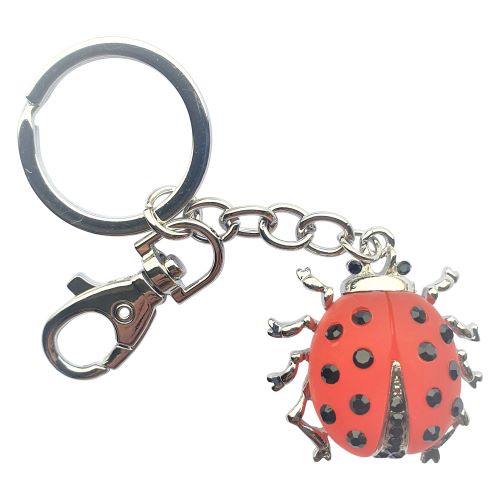 red & black garden ladybug keyring keychain gift