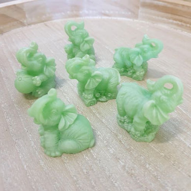 Green lucky elephant small statues set of 6