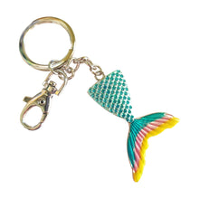 Load image into Gallery viewer, Mermaid Tail Keyring | Blue Rainbow Mermaid Tail Keychain | Bag Chain | Mythical Creature