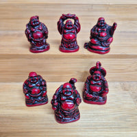 Load image into Gallery viewer, Buddhas Lucky Set Of 6 Mini Statues | Deep Red Colours | Feng Shui Buddha Gifts