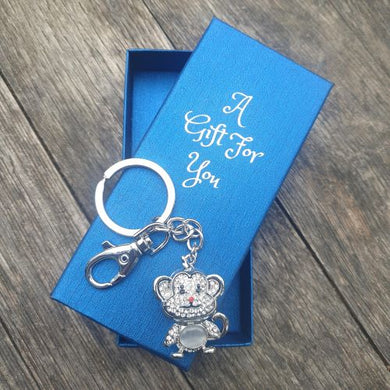 Small silver keyring keychain bag chain boxed wild animal gift 