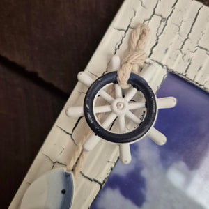 Seaside Photo Frame | Wooden Stand Nautical Themed Decor | Ocean Decorative Gift