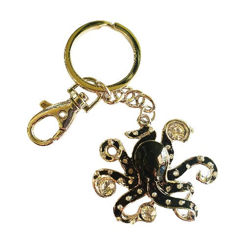 Black octopus keyring keychain gift 