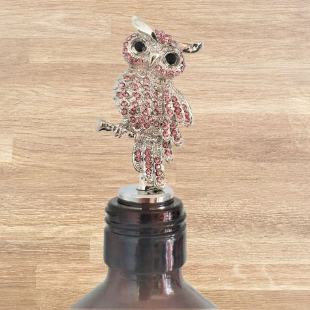Pink owl bottle wine stopper boxed owl lover gift 