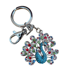 Load image into Gallery viewer, rainbow peacock keyring keychain gift 