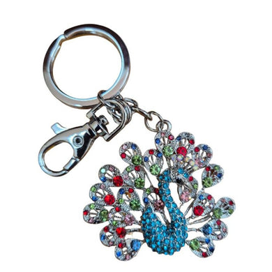 rainbow peacock keyring keychain gift 