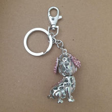 Load image into Gallery viewer, Dog Keychain Gift | Super Cute Pink &amp; Silver Puppy Dog Gift | Dog Keyring Bag chain