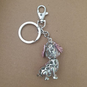Dog Keychain Gift | Super Cute Pink & Silver Puppy Dog Gift | Dog Keyring Bag chain
