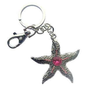Starfish Keychain Gift | Beautiful Pink Rhinestone Ocean Keyring Gift