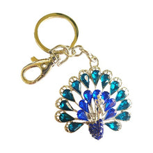 Load image into Gallery viewer, Beautiful blue peacock keyring keychain gift 