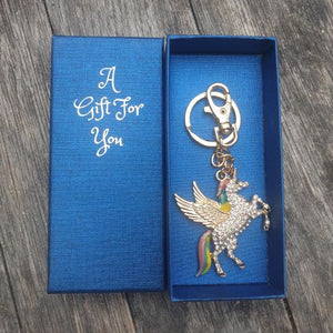 Pegasus Keychain Boxed Gift | Mythical Gold Rainbow Pegasus Keyring | Spiritual Animal