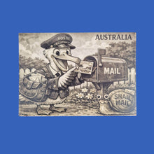 Load image into Gallery viewer, Australiana Funny Postcard Display Stand | 96 Assorted Cartoon Australiana Postcards | Small Wooden Display Stand
