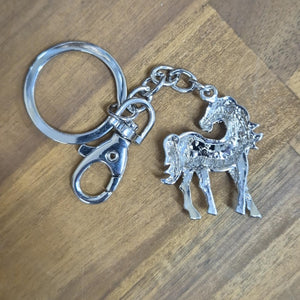 Horse Foal Keychain | Pink & Silver Rhinestone Pony | Horse Keyring Bag Chain