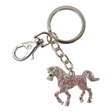 Load image into Gallery viewer, Horse Pony Keychain | Pink &amp; Silver Rhinestone Pony | Horse Keyring Bag Chain