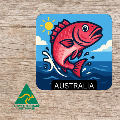 Pink Snapper cartoon Australian Made magnet 