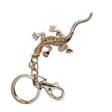 Load image into Gallery viewer, Gecko Keyring Boxed Gift | Pink Gecko Gold Coloured Metal Keychain | Good Fortune Gecko