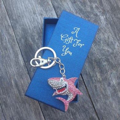 Pink shark keyring keychain boxed gift 