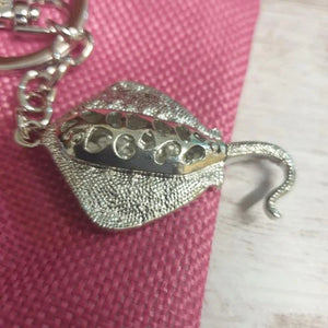 Stingray Keychain Gift | Black & Silver Keyring | Ocean Lovers Gift Gift