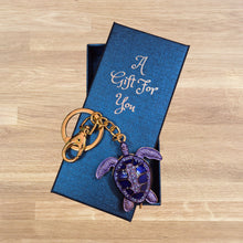 Load image into Gallery viewer, Purple ocean turtle keyring keychain boxed gift 
