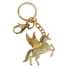 Load image into Gallery viewer, Pegasus Keychain Boxed Gift | Mythical Gold Rainbow Pegasus Keyring | Spiritual Animal