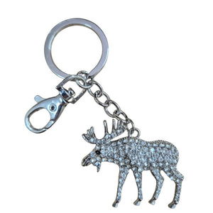 Silver Reindeer Keyring Keychain 