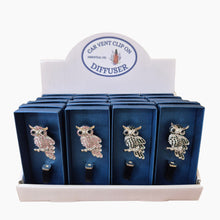 Load image into Gallery viewer, Owl Car Essential Oil Diffusers | Shelf Display 16 Boxed Unit's | 8 Green Owls | 8 Pink Owls