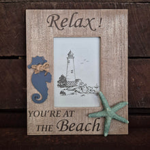 Load image into Gallery viewer, Seaside Photo Frame | Relax Wooden You&#39;re At The Beach | Seahorse Starfish