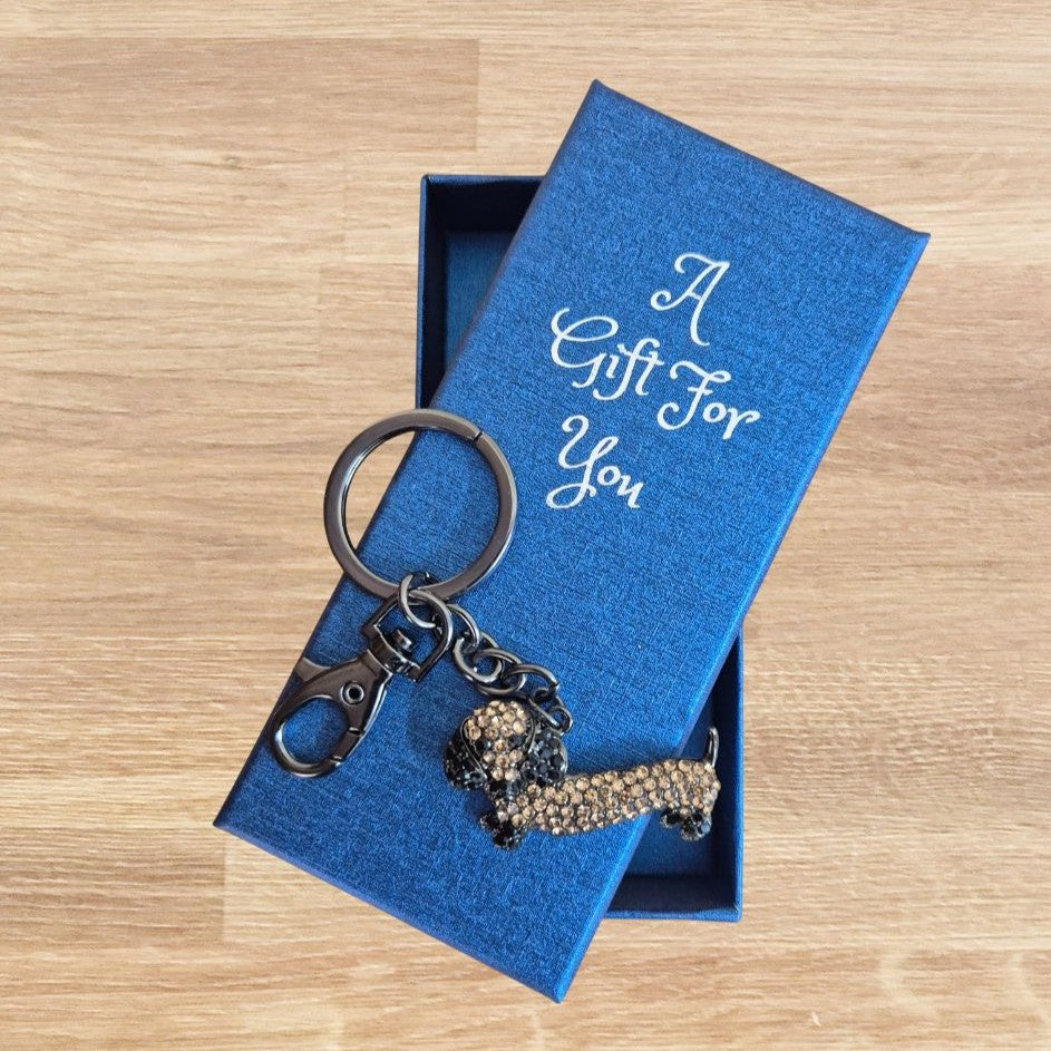 Sausage Dog Keyring keychain Boxed Gift 