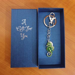 Seahorse Keyring Boxed Gift | Beautiful Green Seahorse Keychain | Ocean Gift