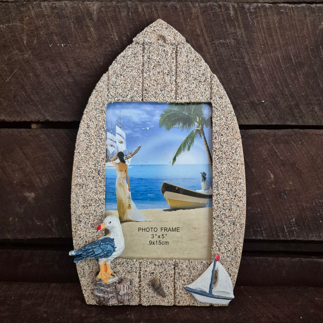 Seaside Photo Frame | Wooden Stand Nautical Themed Decor | Ocean Boat Decorative Gift