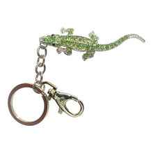 Load image into Gallery viewer, Australian Crocodile Keychain Gift | Green Stone Silver Crocodile Keyring
