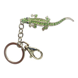 Australian Crocodile Keychain Gift | Green Stone Silver Crocodile Keyring