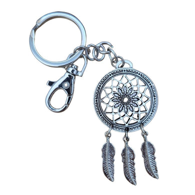 Dreamcatcher Mandala Spiritual Feather Keyring Gift | Silver Metal Keychain