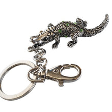 Load image into Gallery viewer, Australian Crocodile Keychain Gift | Silver Green Stone Crocodile Keyring