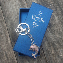 Load image into Gallery viewer, Small pink Dolphin boxed keyring keychain gift bag chain 