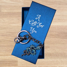 Load image into Gallery viewer, Gun black metal blue snake keyring keychain boxed gift 