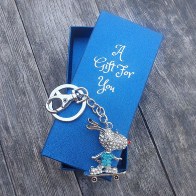 dog on skateboard cute dog keyring keychain 