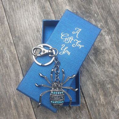 Boxed black spider keyring keychain bag chain boxed gift 