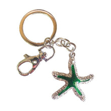 Load image into Gallery viewer, Starfish Keychain | Green &amp; Silver Keyring | Ocean Starfish Keychain | Bag Chain | Ocean Gift