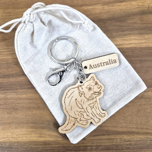 Tazzie Devil Wooden Keychain Keyring Bag chain | Australian Made Gifts | Tasmanian Devil